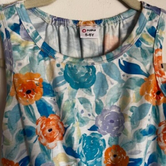 🧡3/15 PatPat Sleeveless Shorts Romper Floral Bundle x2 Kids 5-6Y - Picture 10 of 11